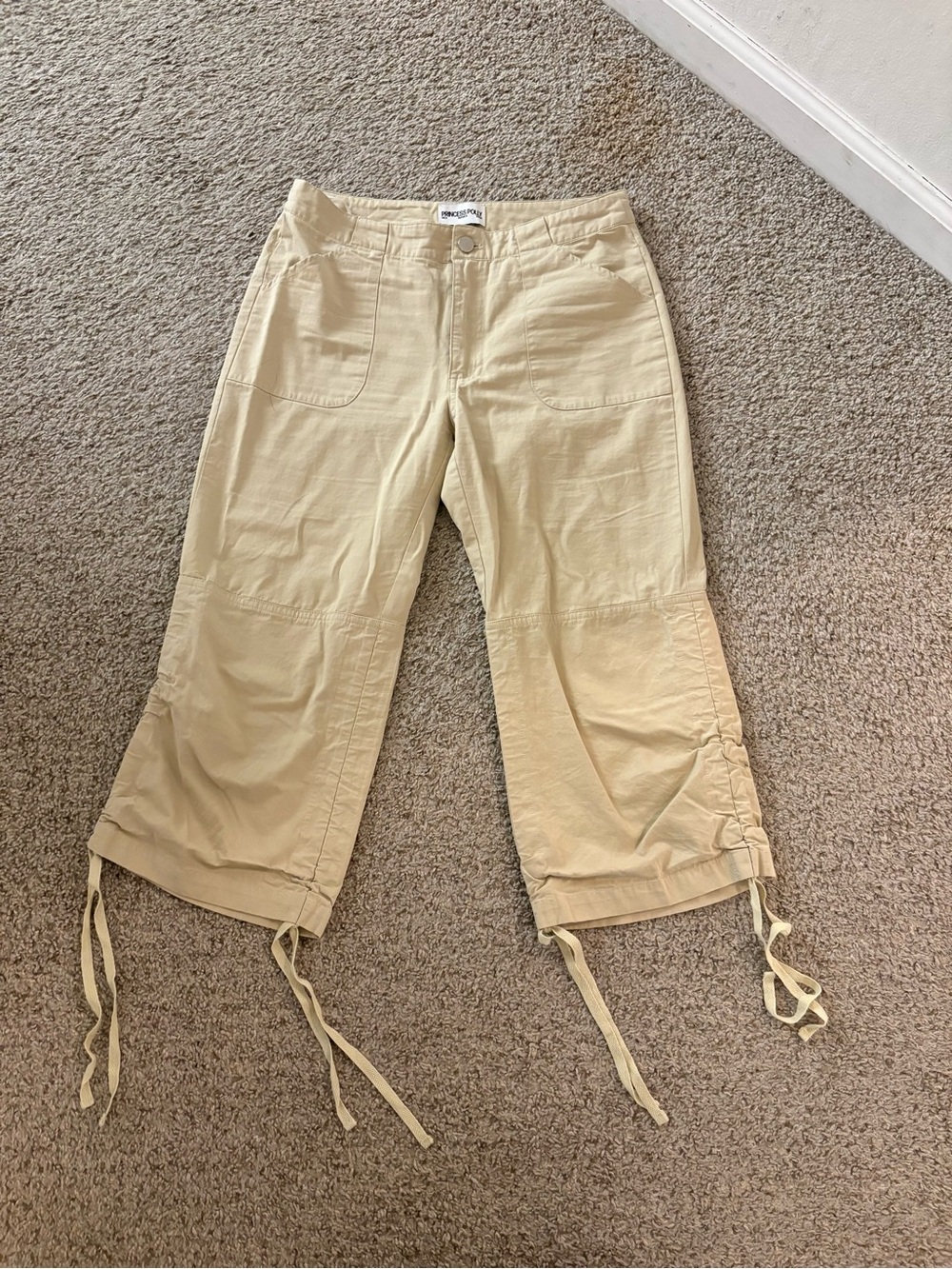 Princess Polly Beige Cropped Tie-Hem Capris